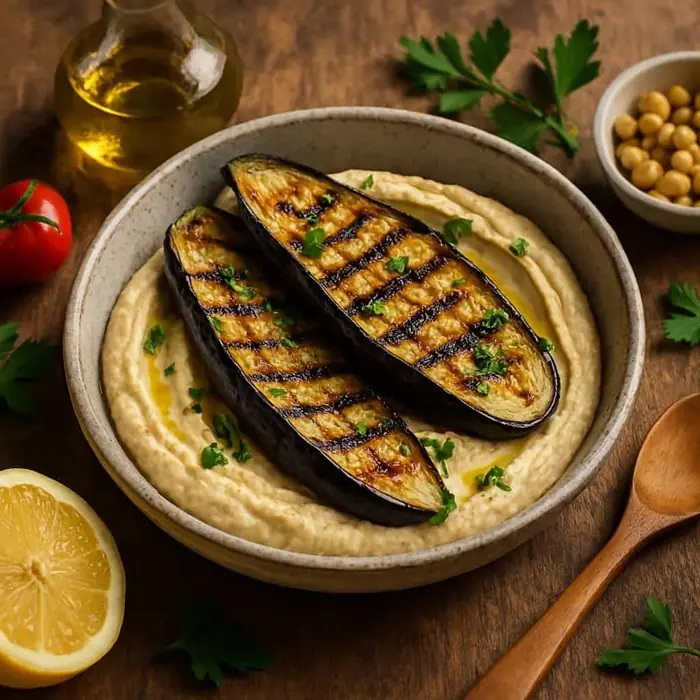 Patlıcan ve Humus Izgara